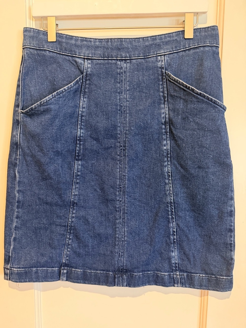 Boden Blue Denim Panel Mini Skirt 8L